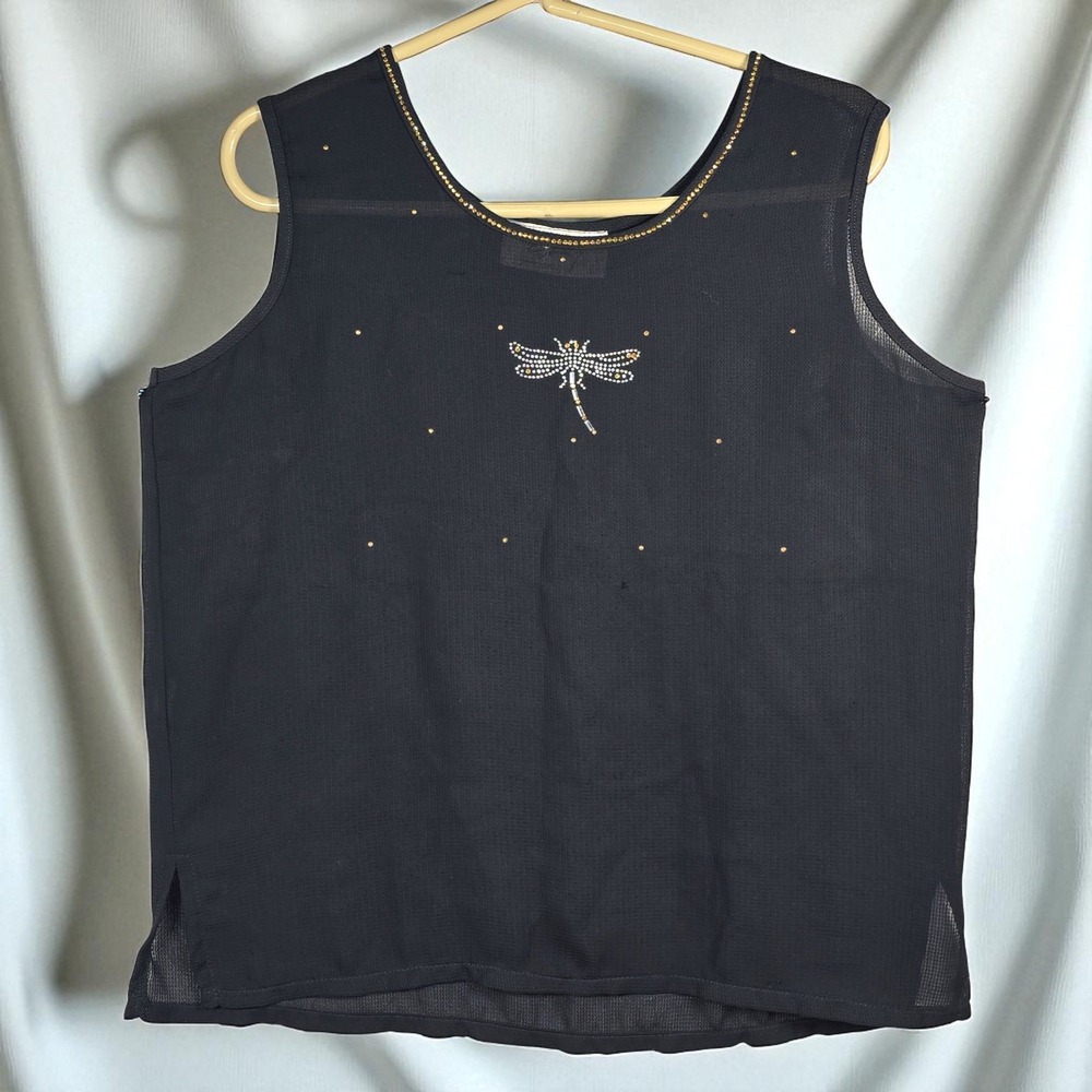 VTG Collection by Shiny New York‎ Black Embellished Sleeveless Top Woman Medium